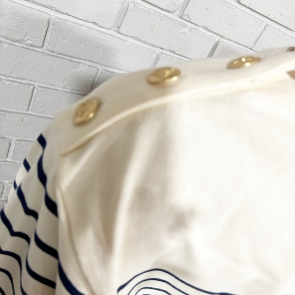 J.Crew Cropped Boatneck T-shirt with Buttons in Mariner Cotton - Size Large - Picture 8 of 14